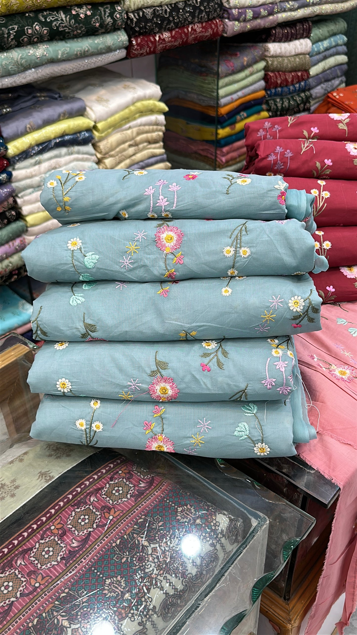 Indian boti pure lawn with chiffon dupatta 3pc