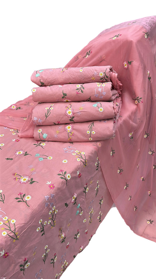 Indian boti pure lawn with chiffon dupatta 3pc
